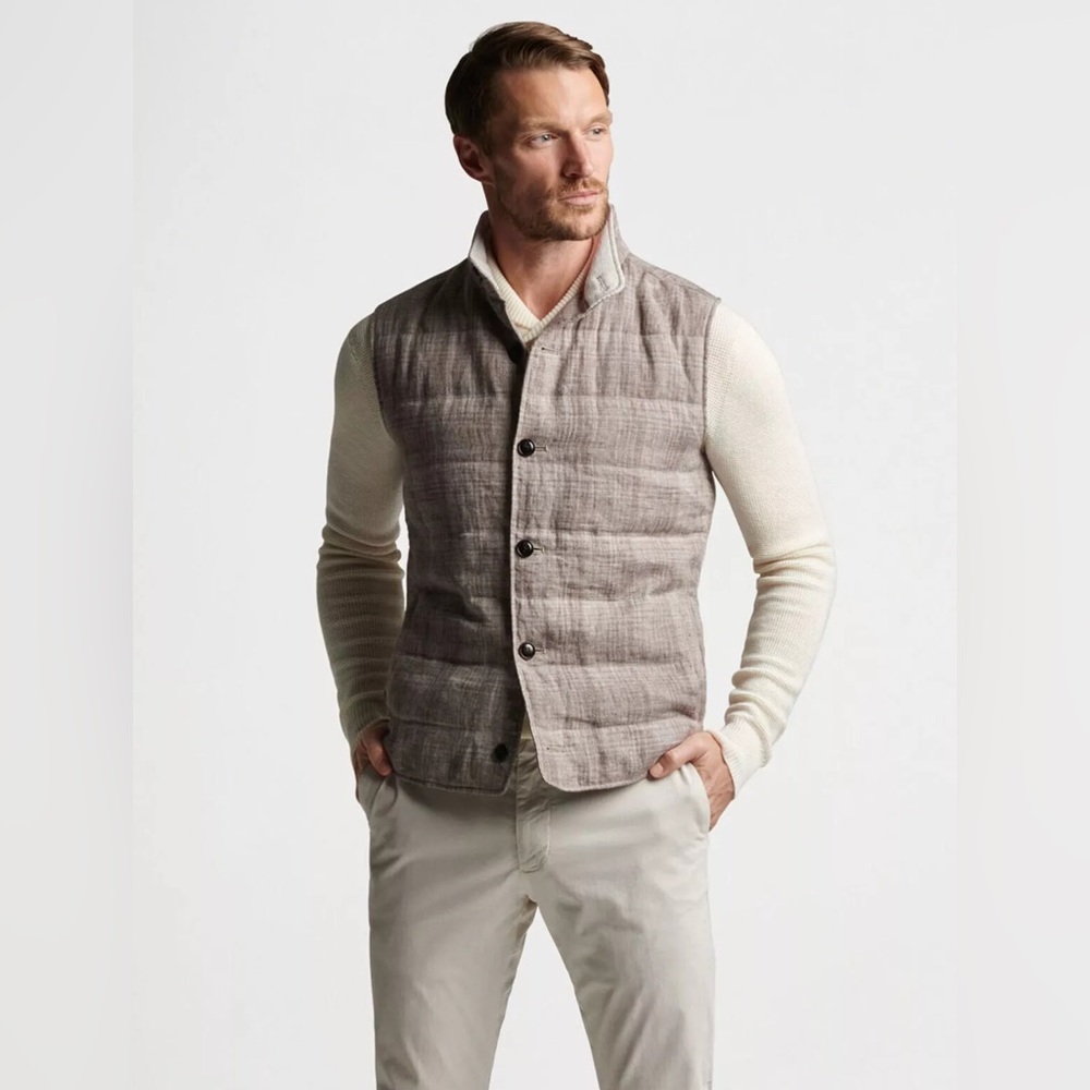 Peter Millar Crown Crafted Journeyman Linen Vest Men's Size XXL Tan NWT $600